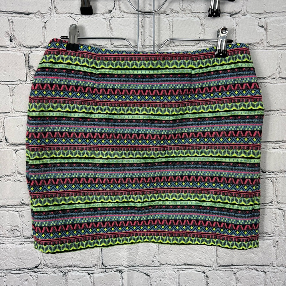 Shrinking Violet Multicolor Colorful Boho Tribal Patterned Mini Skirt Size Large